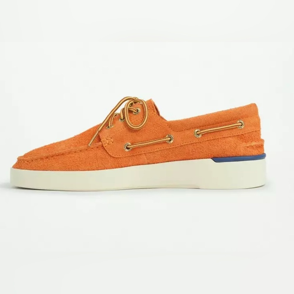 Sperry Orange Suede Moc Toe Boat Shoes with Cream Sole - Picture 5 of 5